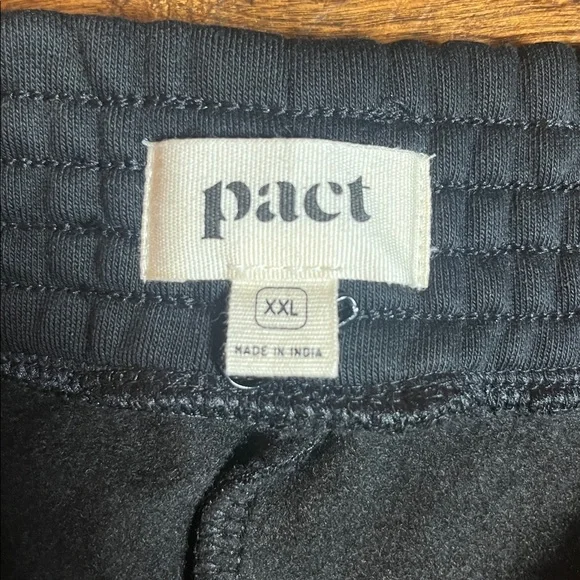 Pact Black Wide Leg/Waistband Sweatpants, size XXL